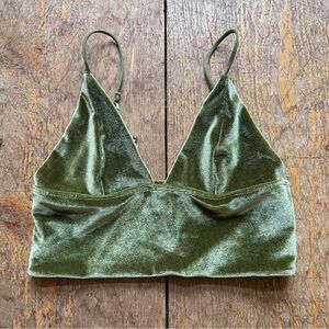 Velvet Green Crop Top